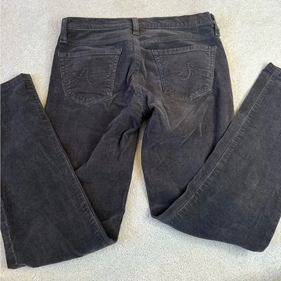 AG Adriano Goldschmied Black Charcoal Velvet Corduroy Straight Leg Pants Size 25 - Picture 11 of 16
